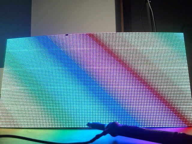 Led matrix panel displaying rainbow image